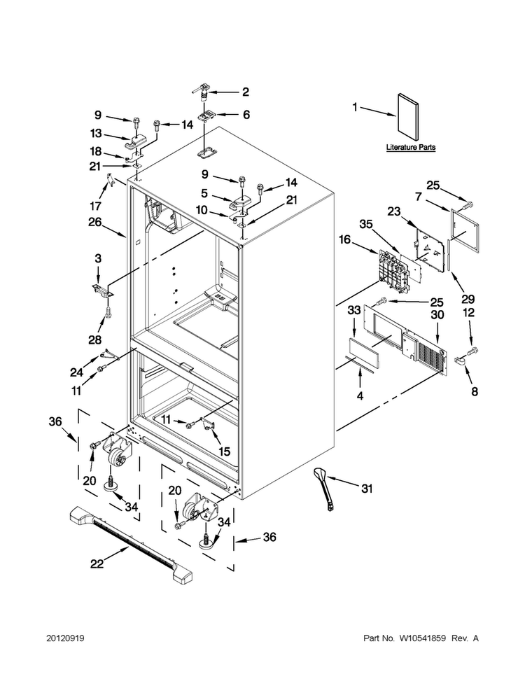 Cabinet Parts Diagram and Parts List for MFI2269VEM11  Maytag Refrigerator