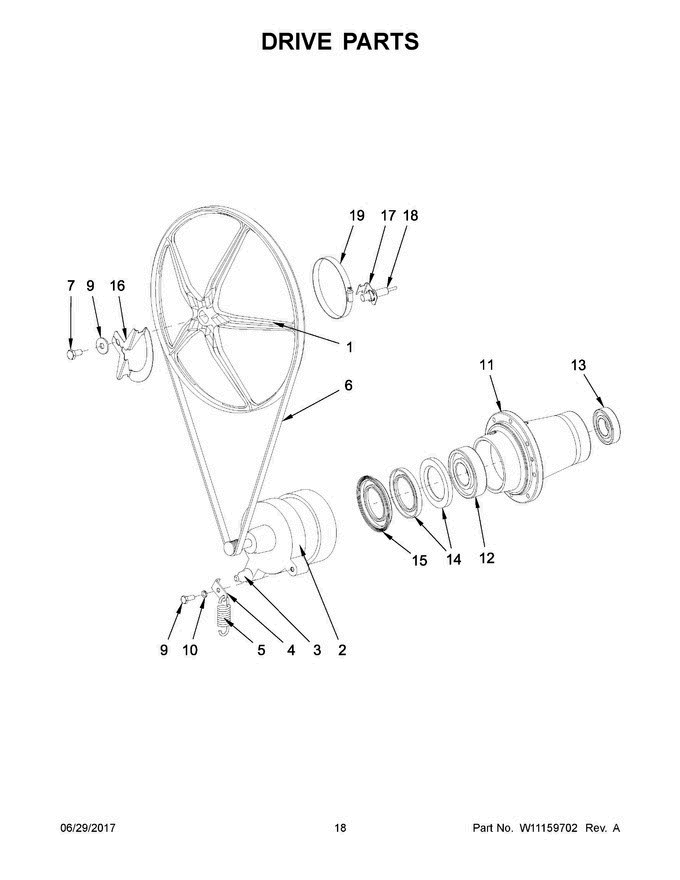 10 - Drive Parts Diagram and Parts List for MXR20PNAAS  Maytag Washer