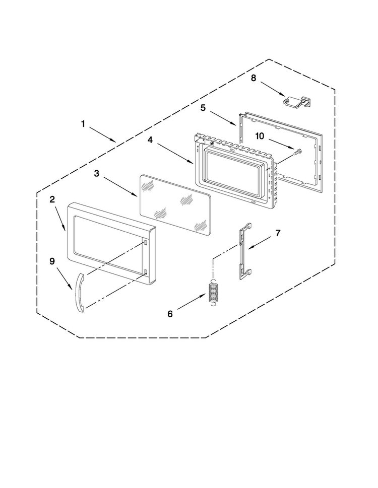 Oven Door Parts Diagram and Parts List for AMC7159TAB1  Amana Microwave