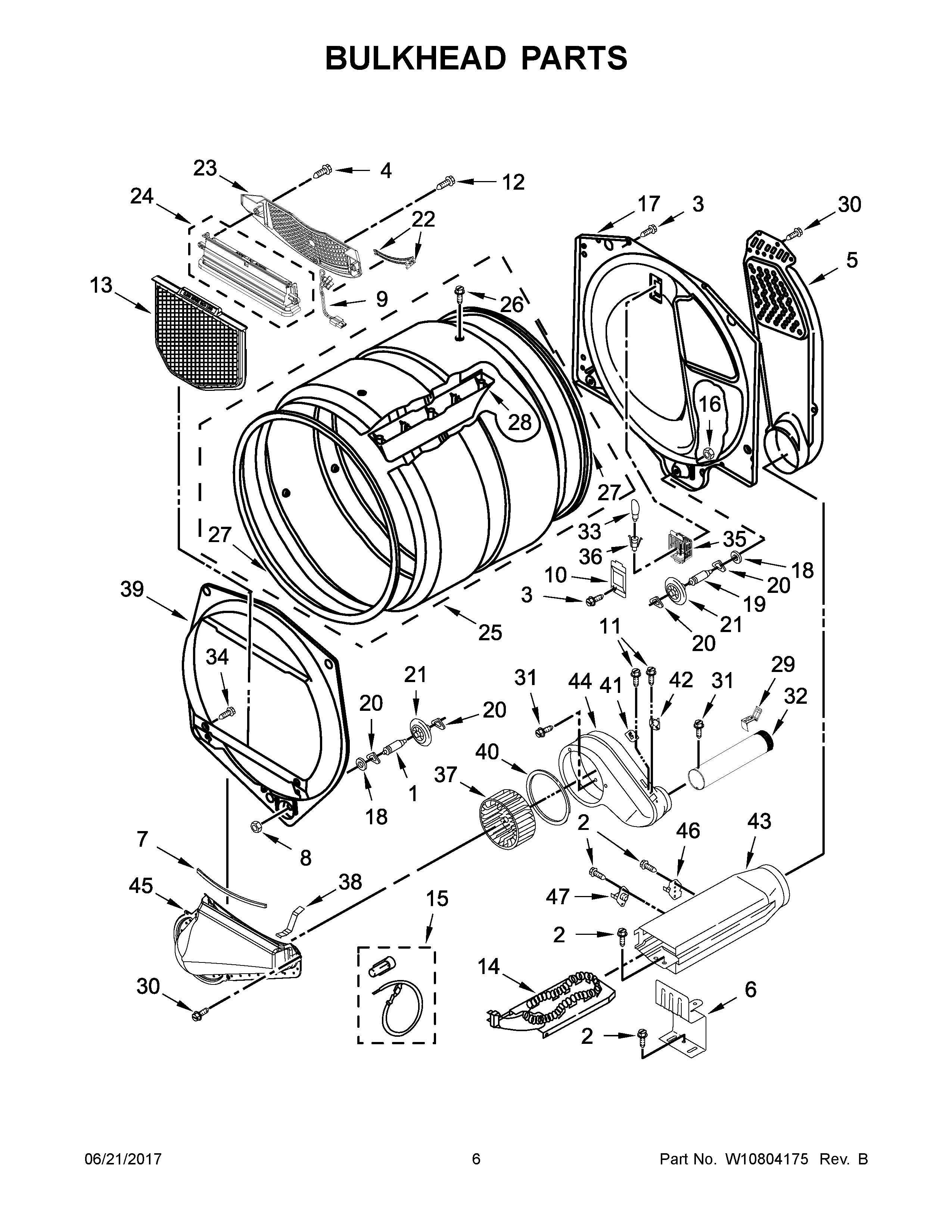 04 - BULKHEAD PARTS Diagram and Parts List for YMEDP475EW0  Maytag Dryer
