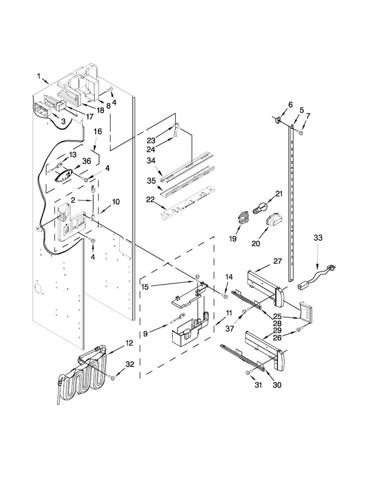 Refrigerator Liner Parts Diagram and Parts List for JS48PPDUDB15  Jenn-Air Refrigerator