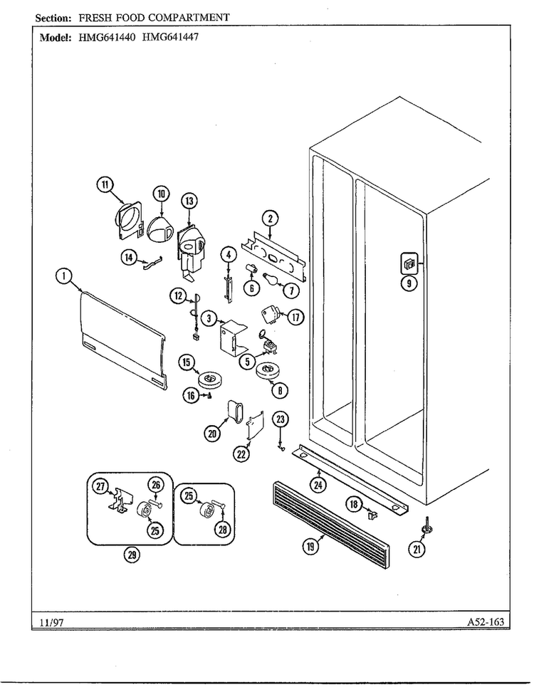 Fresh Food Compartment Diagram and Parts List for 641440  Admiral Refrigerator