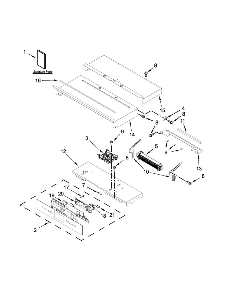 Control Panel Parts Diagram and Parts List for JJW2827DB01  Jenn-Air Wall Oven