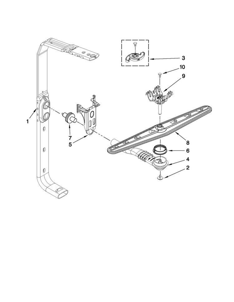Upper Wash And Rinse Parts Diagram and Parts List for MDB7609AWB3  Maytag Dishwasher