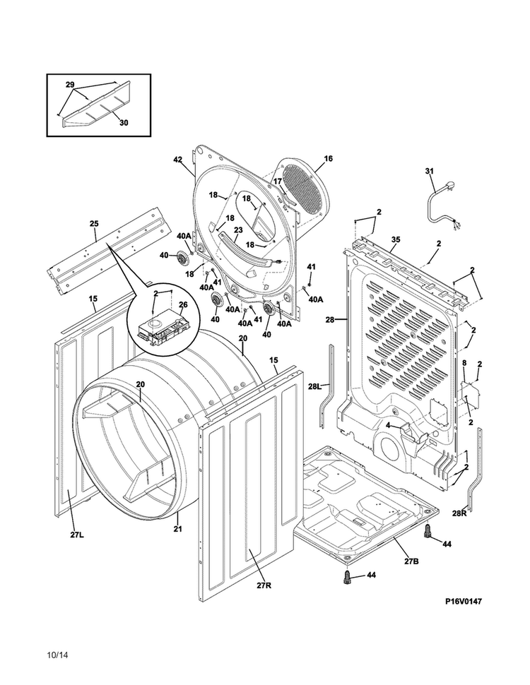 Cabinet/drum Diagram and Parts List for CDG7700LW1  Crosley Dryer