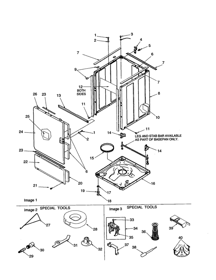 Base, Cabinet, Front/special Tools Diagram and Parts List for ALW540RMW-PALW540RMW  Amana Washer