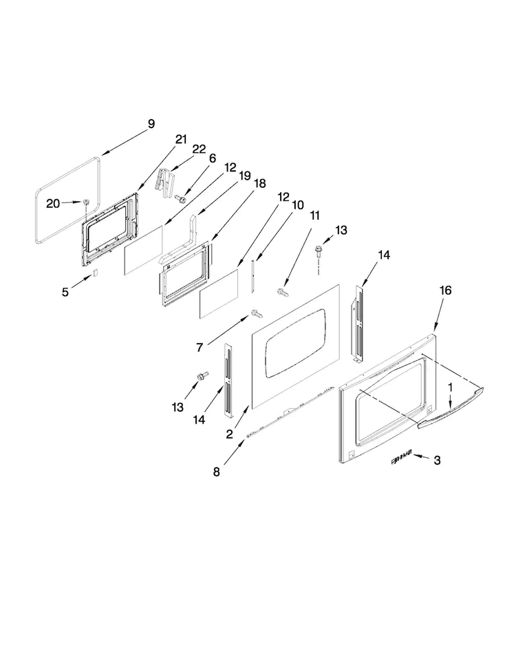 Door Parts Diagram and Parts List for JGS9900CDS00  Jenn-Air Range