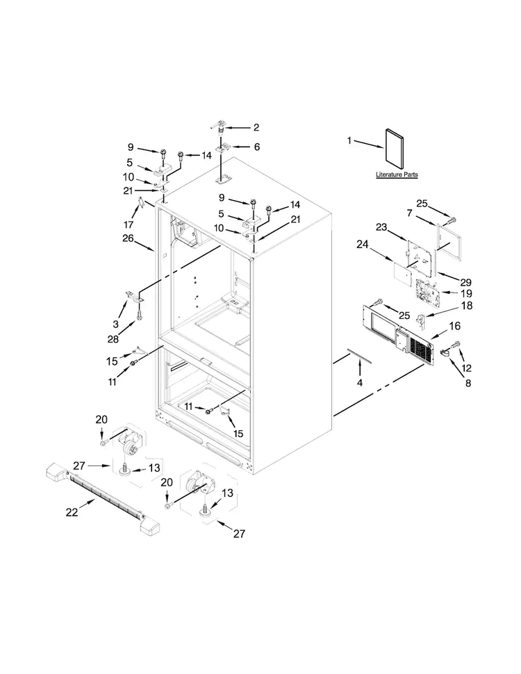 Cabinet Parts Diagram and Parts List for AFI2539ERM00  Amana Refrigerator