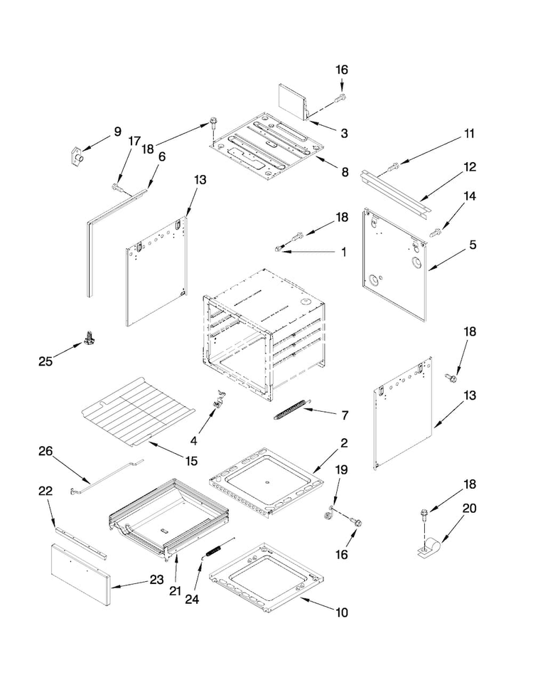 Chassis Parts Diagram and Parts List for CPL1100BDW16  Magic Chef Range