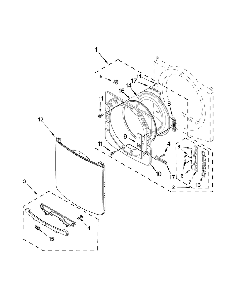 Door Parts Diagram and Parts List for MGD8100DW0  Maytag Dryer