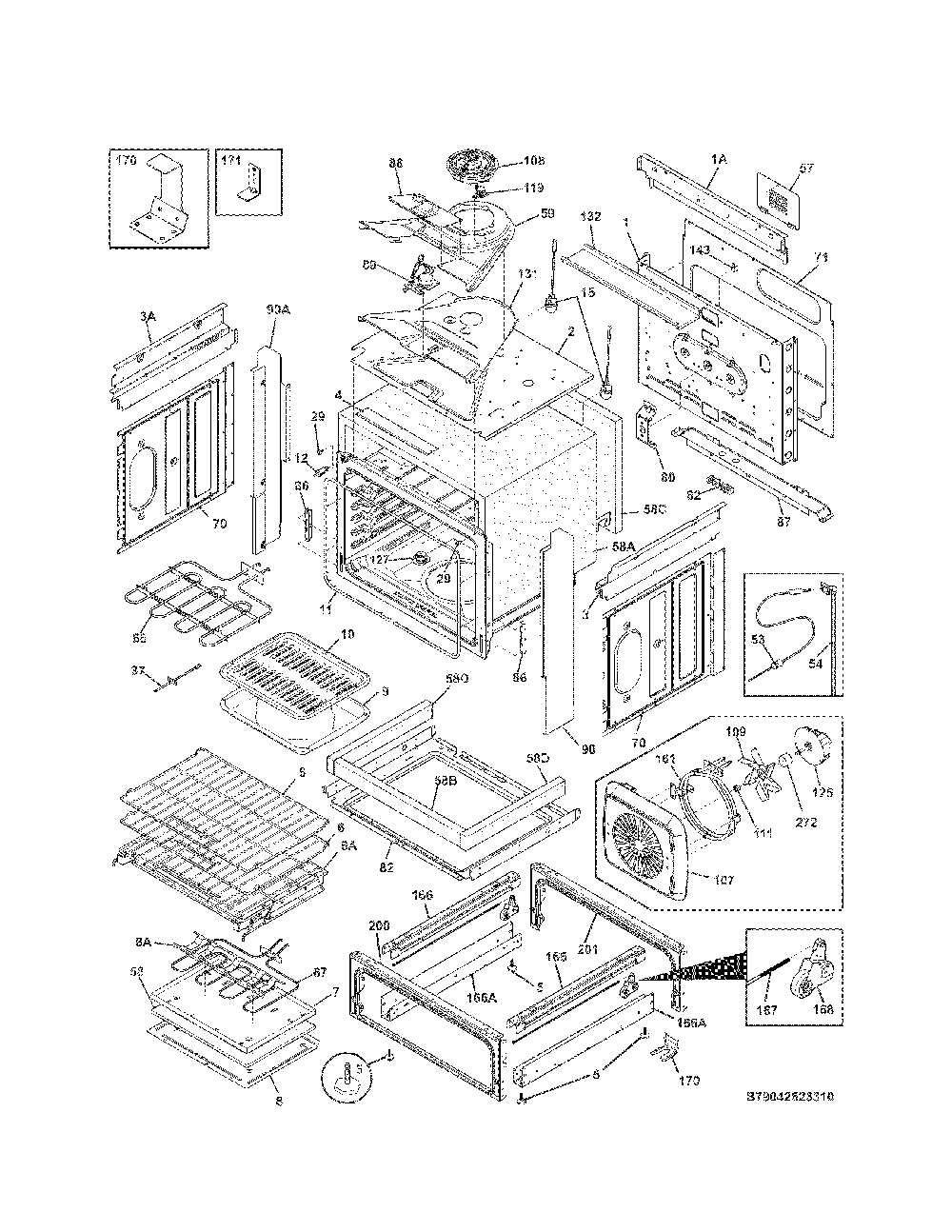 Body Diagram and Parts List for 79042623312  Kenmore Range