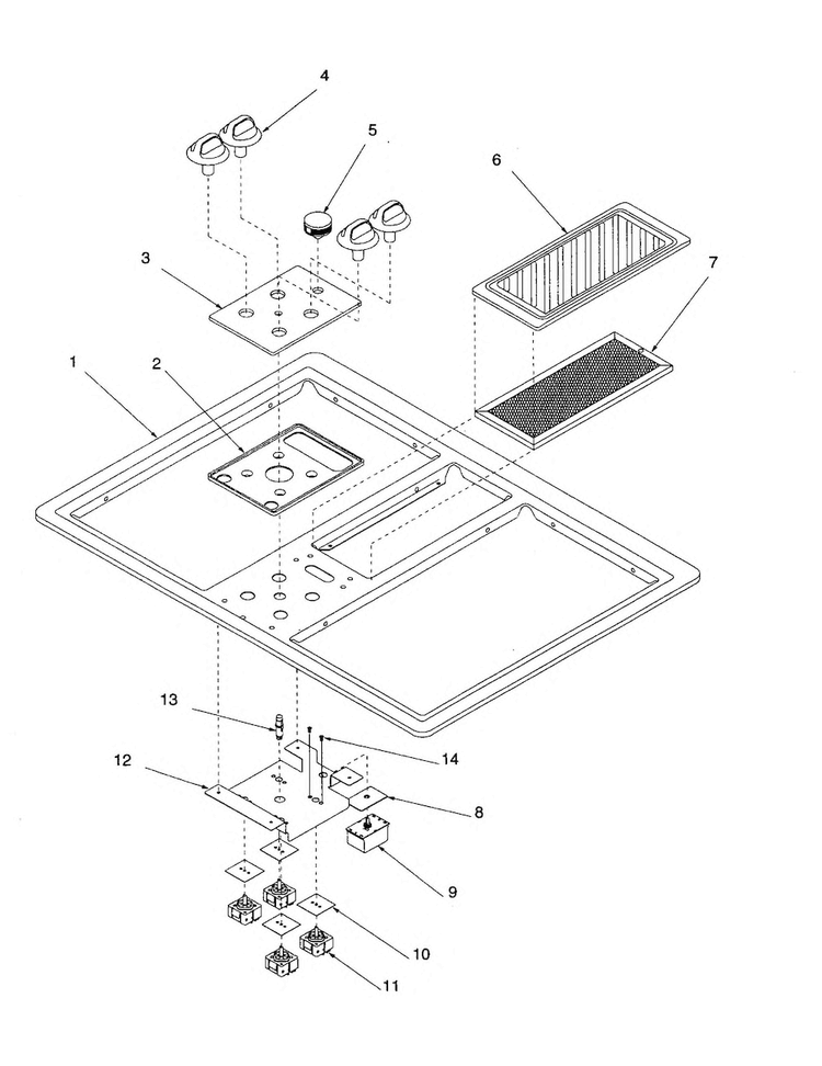 Main Top Diagram and Parts List for AKED3050E-P1131765NE  Amana Cooktop