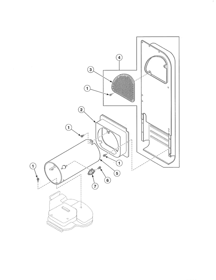 Heater Duct - Gas Models Diagram and Parts List for LES17AWF  Speed Queen Dryer