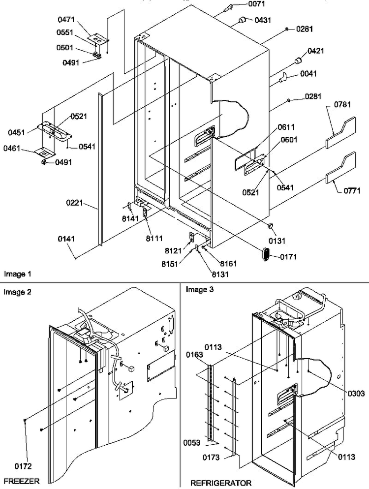 Cabinet Parts Diagram and Parts List for SRD22S3W-P1190319WW  Amana Refrigerator