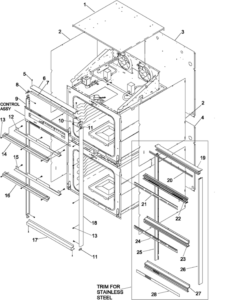 Cabinet Diagram and Parts List for AOGD2750SS-P113253NSS  Amana Wall Oven