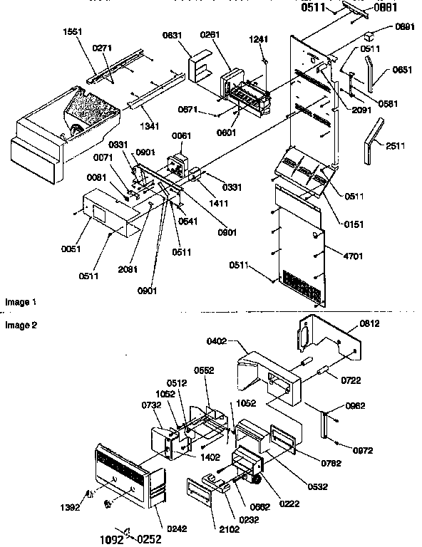 Ice Maker/control Diagram and Parts List for 57082-P1190812WW  Amana Refrigerator