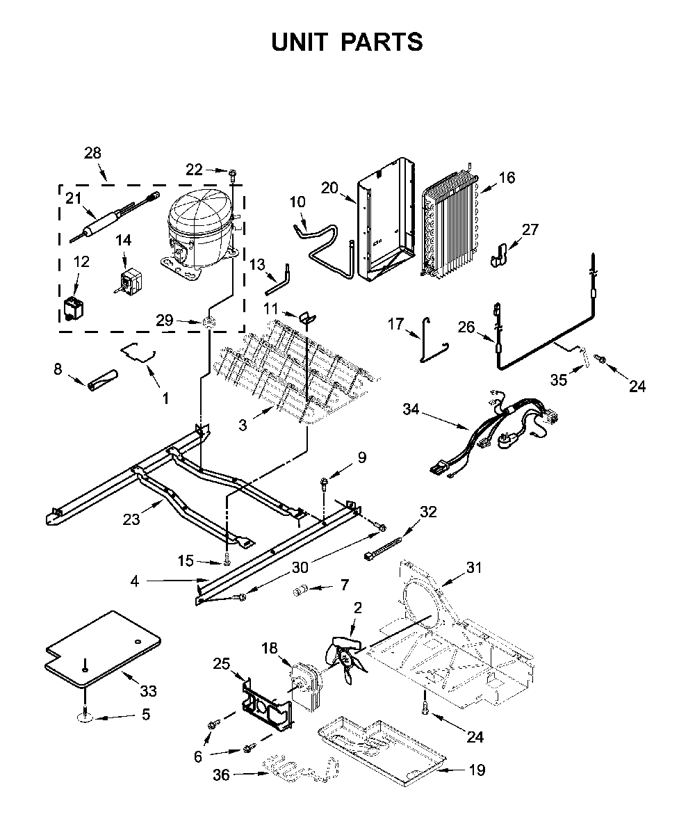 Unit Parts Diagram and Parts List for 10650045714  Kenmore Refrigerator