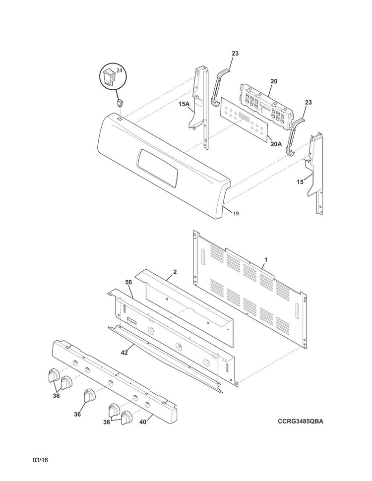 Backguard Diagram and Parts List for CRG3485QSC  Crosley Range