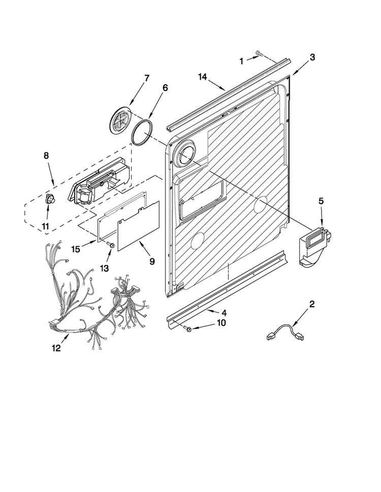 Door And Latch Parts Diagram and Parts List for MDB8959AWW0  Maytag Dishwasher