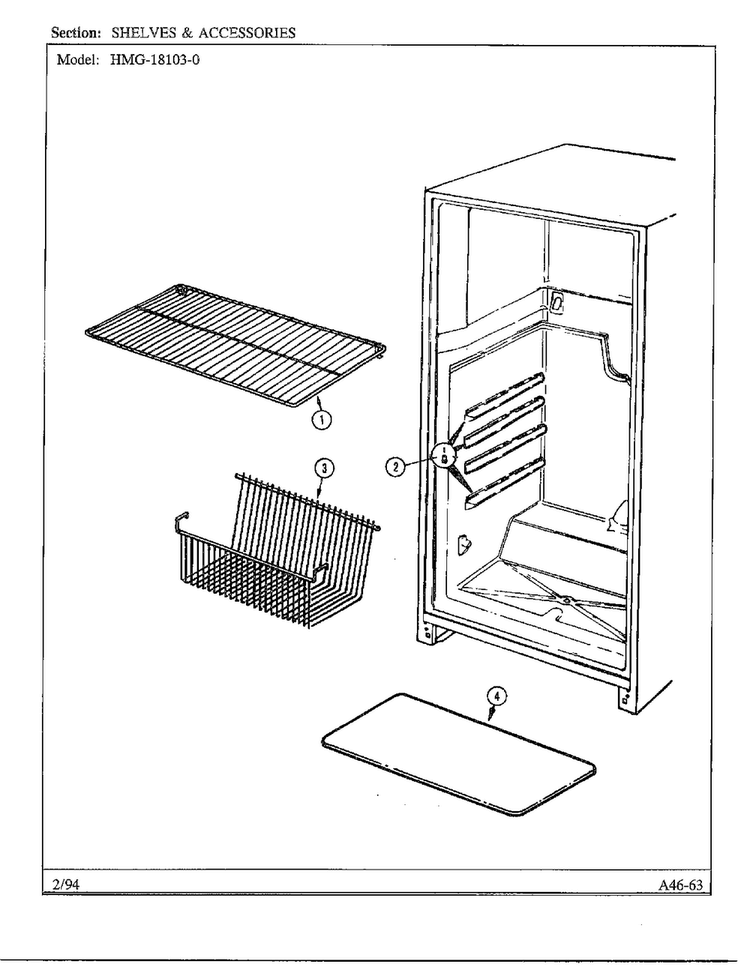 Shelves And Accessories Diagram and Parts List for 18103-0  Admiral Refrigerator