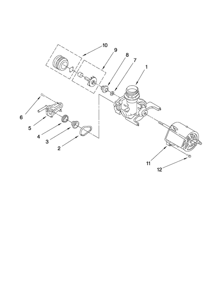 Pump And Motor Parts Diagram and Parts List for ADB1000AWS1  Amana Dishwasher