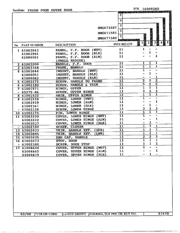 Fresh Food Outer Door Page 2 Diagram and Parts List for HMG671580  Admiral Refrigerator