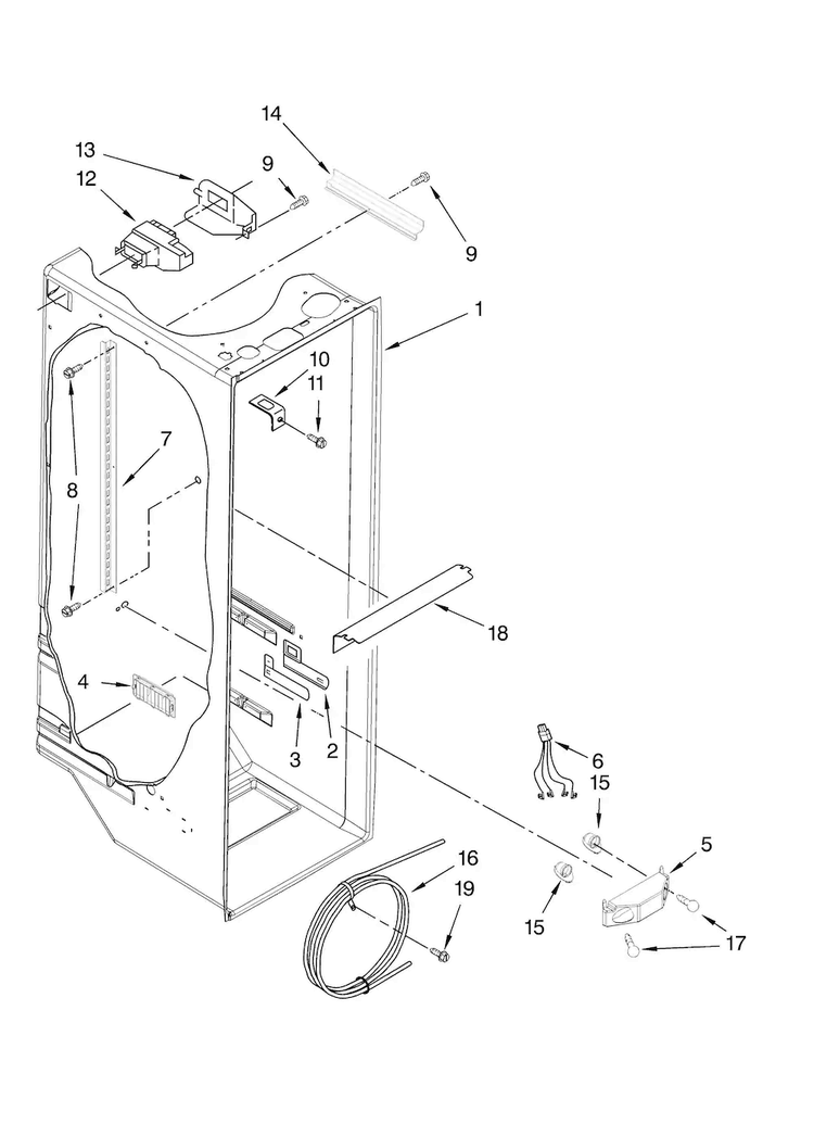 Refrigerator Liner Parts Diagram and Parts List for MSD2550VES00  Maytag Refrigerator