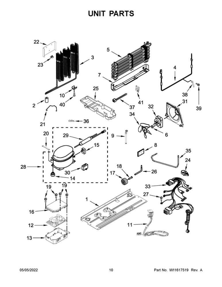 Unit Parts Diagram and Parts List for MFF2055FRZ03  Maytag Refrigerator