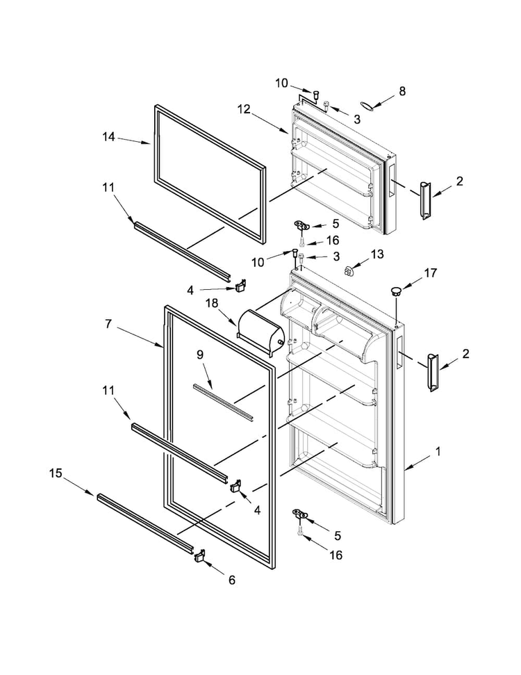 Door Parts Diagram and Parts List for A4TCNWFBB01  Amana Refrigerator