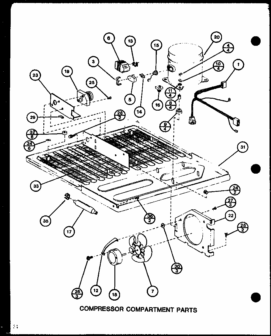 Compressor Compartment Parts (tm18h/p7711005w) (tm18h/p7711006w) (tr18h/p7711007w) (tr18h/p7711008w) (tc18h/p7711009w) (tc18h/p7711010w) Diagram and Parts List for TM18H-P7711005W  Amana Refrigerator