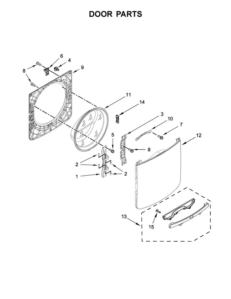 Door Parts Diagram and Parts List for MHW3500FW1  Maytag Washer