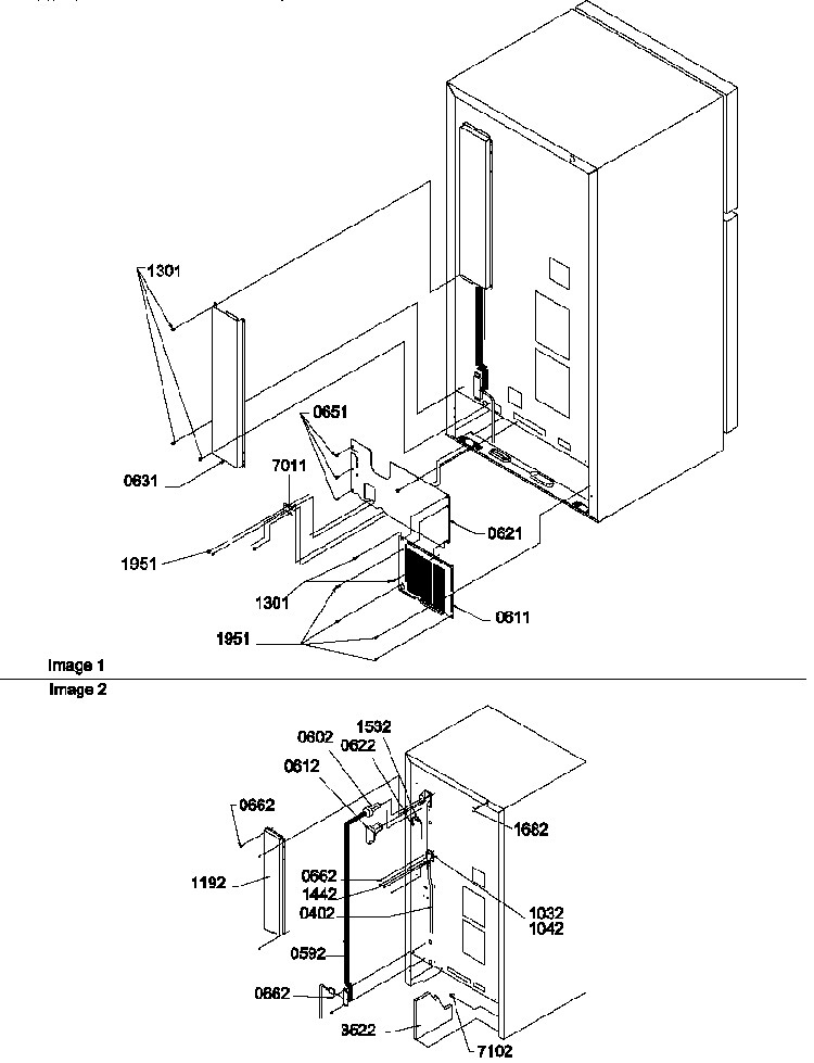 Cabinet Back Diagram and Parts List for TN22AL-P1300703WL  Amana Refrigerator