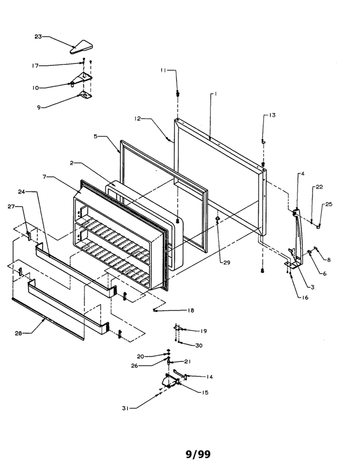 Freezer Door Tsi/ts/tci/tc18a3 Diagram and Parts List for TC18A3-P1181812W  Amana Refrigerator