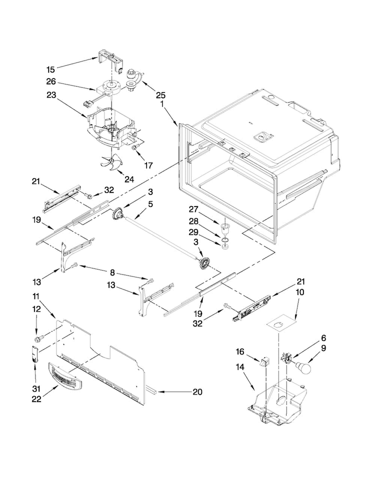 Freezer Liner Parts Diagram and Parts List for MFX2571XEW2  Maytag Refrigerator
