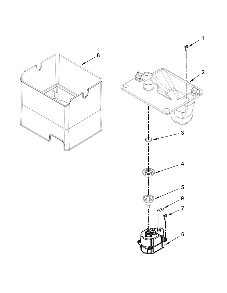 Motor And Ice Container Parts Diagram and Parts List for MFT2778EEZ00  Maytag Refrigerator
