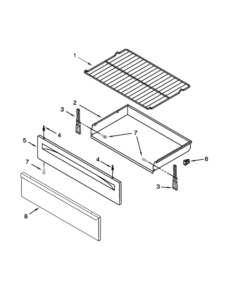 Drawer & Broiler Parts Diagram and Parts List for MGR7662WB2  Maytag Range