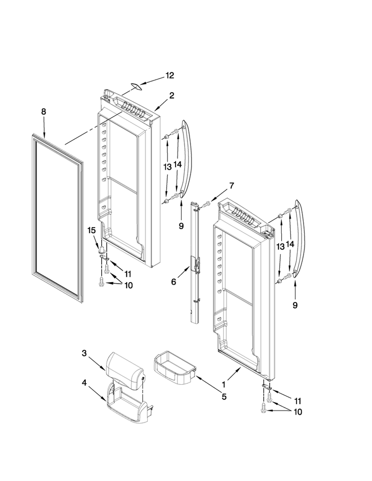 Refrigerator Door Parts Diagram and Parts List for AFF2534FES5  Amana Refrigerator