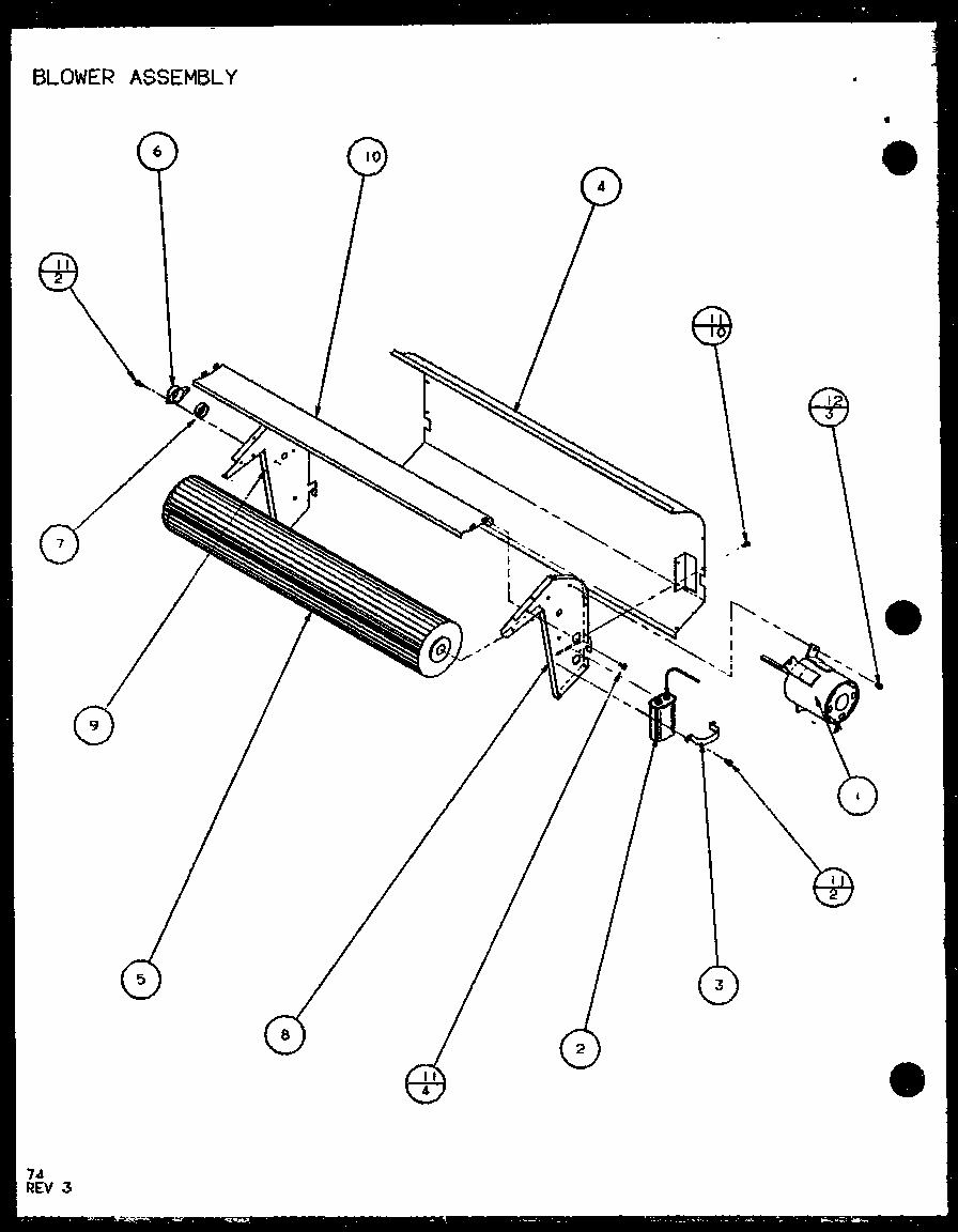 Blower Assembly (pth12300er/p9812629r) (pth12400er/p9872129r) Diagram and Parts List for PTH12300ER P9812615R Amana Air Conditioner