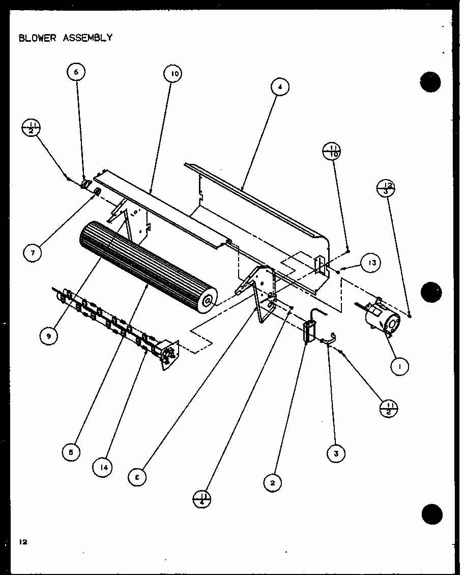 Blower Assembly (pth15350edg/p1113204r) (pth12350edg/p1113205r) Diagram and Parts List for 230V,40KW  Amana Air Conditioner