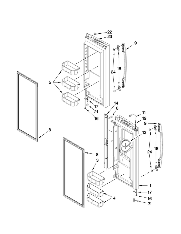 Refrigerator Door Parts Diagram and Parts List for MFI2665XEB0  Maytag Refrigerator