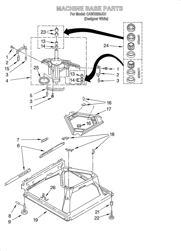Machine Base Diagram and Parts List for CAWX629JQ1  Crosley Washer