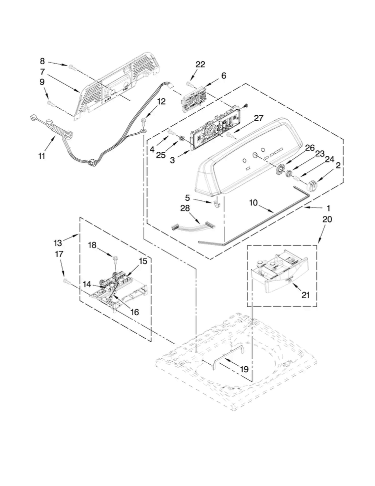 Console And Dispenser Parts Diagram and Parts List for MVWX550XW0  Maytag Washer