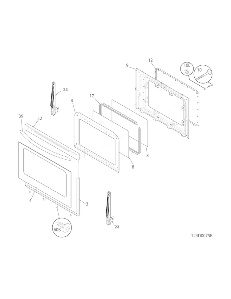 Door Diagram and Parts List for CRG3150PSC  Crosley Range