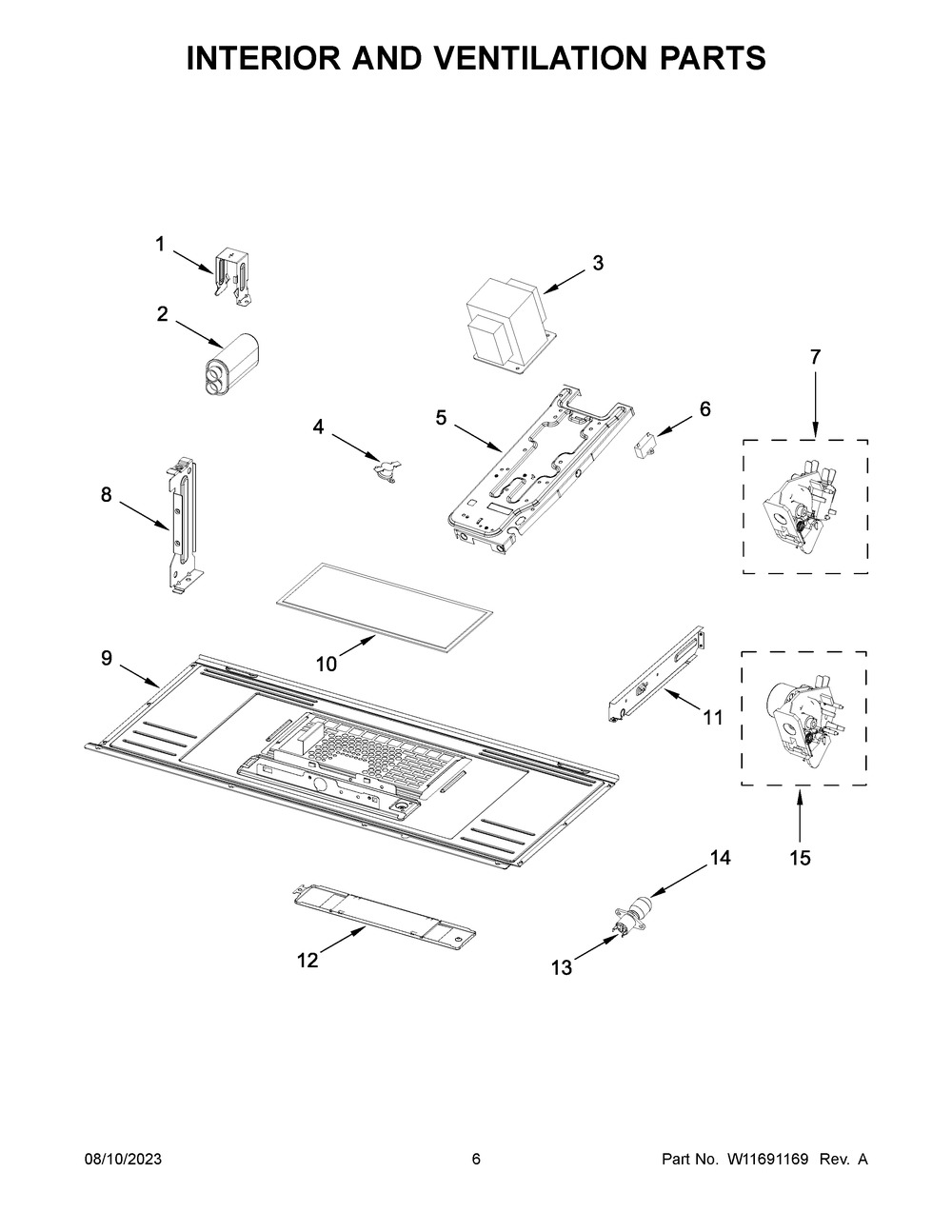 Interior And Ventilation Parts Diagram and Parts List for MMMS4230PZ00  Maytag Microwave