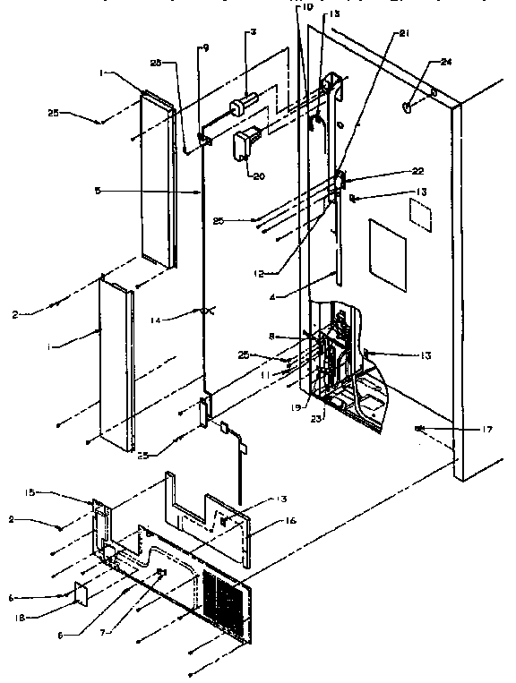 Cabinet Back Diagram and Parts List for TXI18R2-P1179501W  Amana Refrigerator