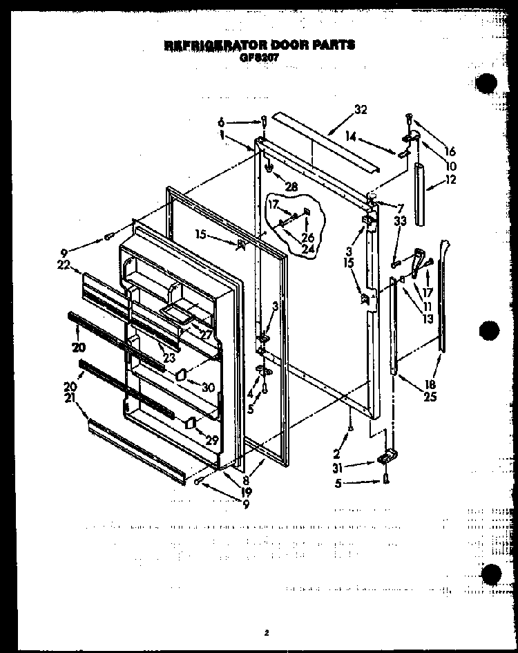 Refrigerator Door Parts Diagram and Parts List for GFS207-MN02  Amana Refrigerator