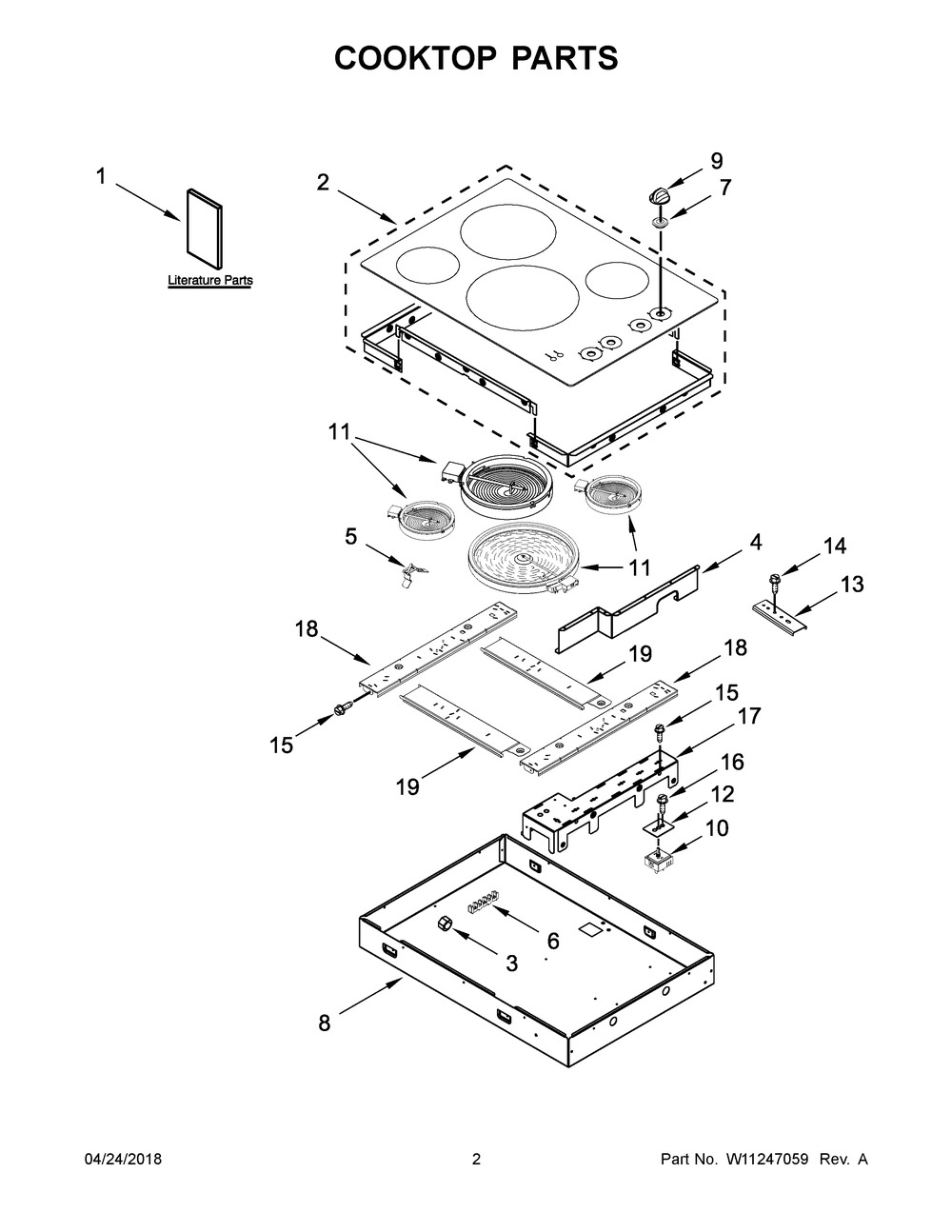 Cooktop Parts Diagram and Parts List for AEC6540KFB01  Maytag Dryer