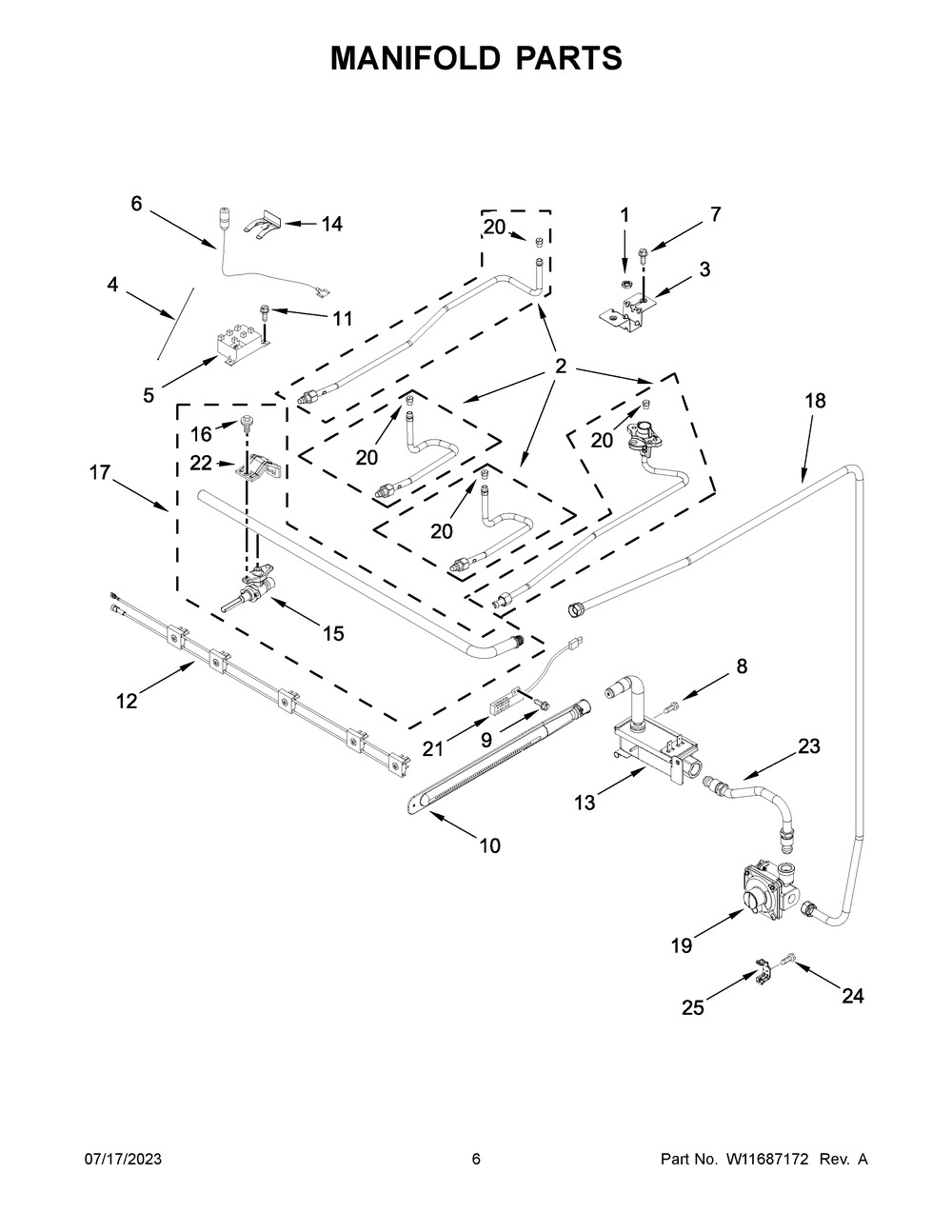 Manifold Parts Diagram and Parts List for AGR4203MNS0  Amana Range