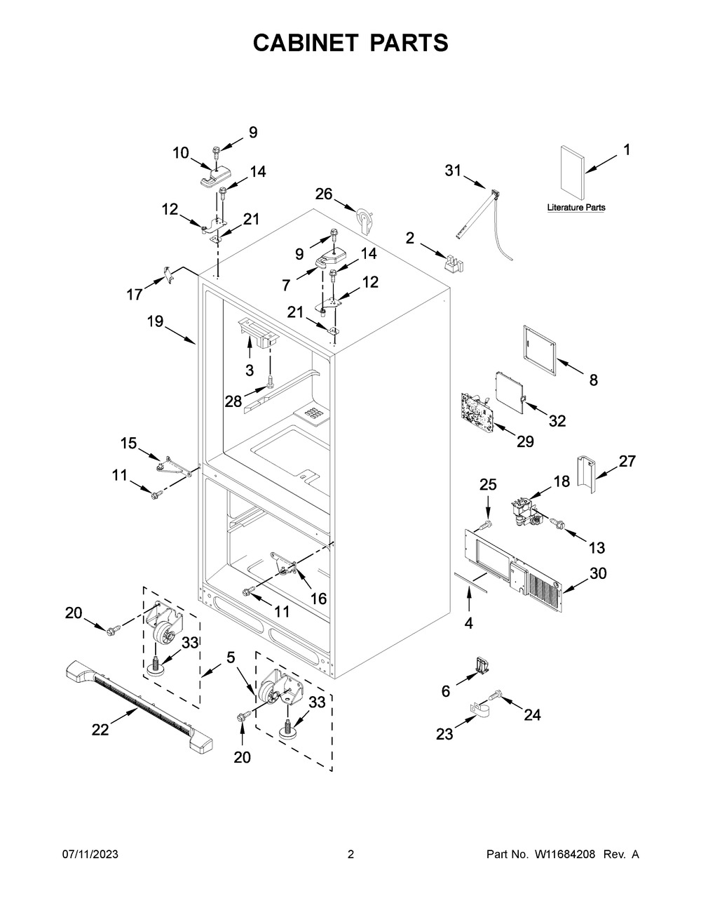 Cabinet Parts Diagram and Parts List for MFC2062FEZ10  Maytag Refrigerator