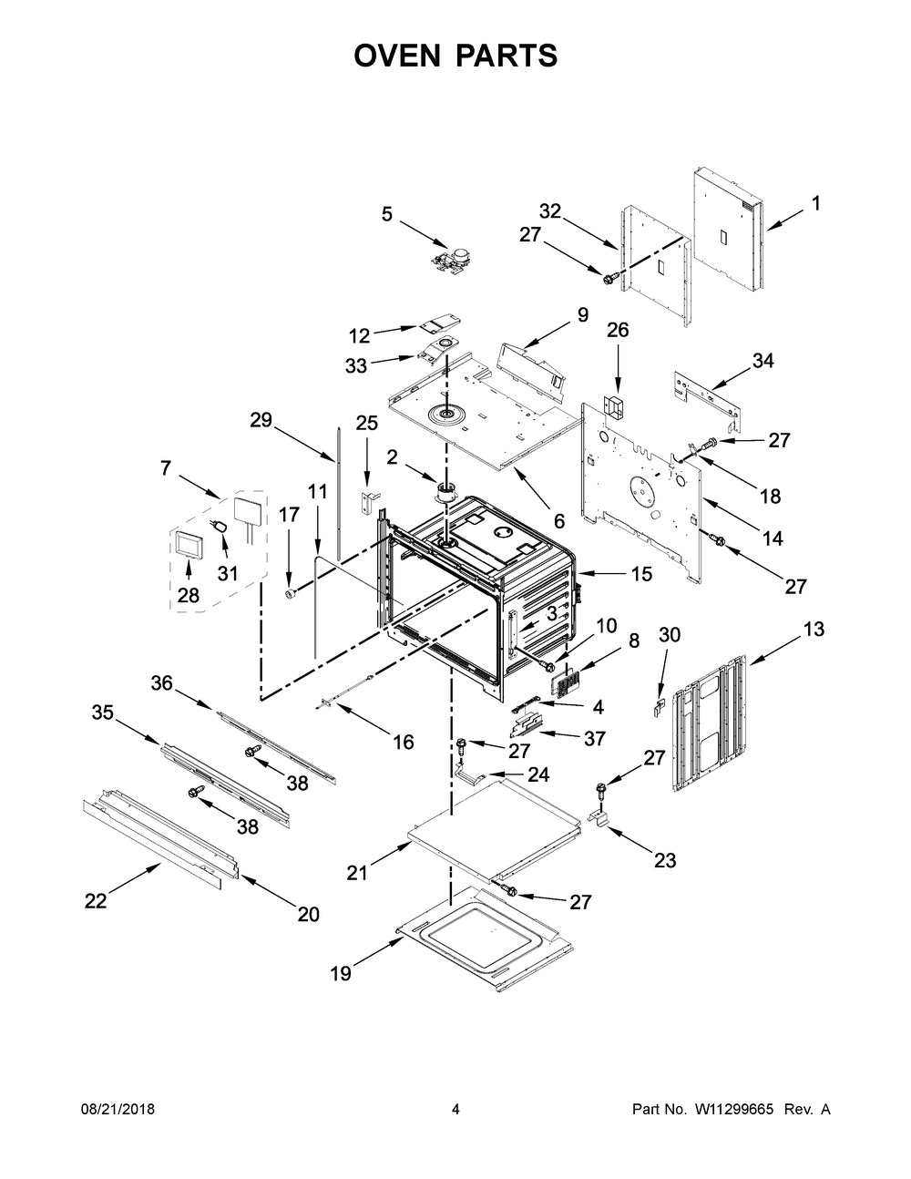 Oven Parts Diagram and Parts List for JJW2830DP03  Maytag Wall Oven